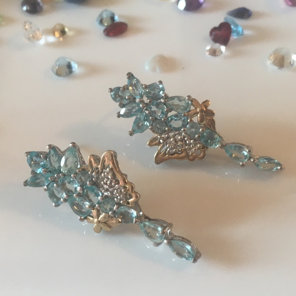 Genuine Paraiba Apatite & White Topaz Plat/SS 925